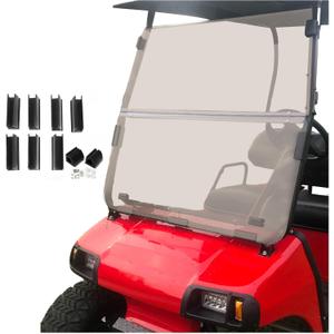 ECOTRIC Tinted Windshield Compatible with 2000.5 to Current Club Car DS Golf Cart Smoke Style Windshield Approximate Dimensions 40"W X 36.5"H Fold Down