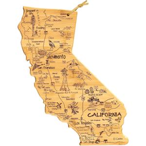 Totally Bamboo Destination California State Shaped Cutting Board, Charcuterie and Cheese Serving Board  California Gift for Home Dcor or Everyday Kitchen Use