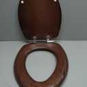 Elongated Slow Close Toilet Seat Support 400 lbs, Heavy Duty Wood Toilet Seat with Natural Wood Veneer for Bathroom, Soft Close Lid with Chrome Hinges, Easy Clean, Easy Install