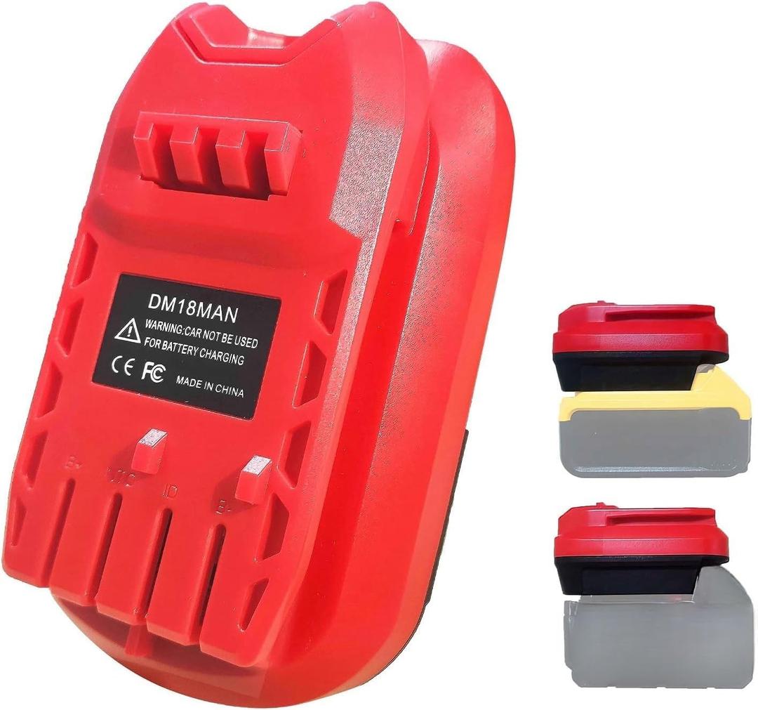 Battery Adapter for Craftsman 20V Cordless Tools,DM18MAN Adaptor for DeWalt 20V and for Milwaukee 18V Li-on Battery Convert to for Craftsman New 20V Power Tool,Battery Replacement,Red