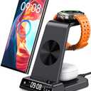 Wireless Charger for Samsung, 3 in 1 Wireless Charging Station for Samsung Galaxy S25 Ultra/S24 Ultra/S23/S22/Note 20/Z Flip 7/Fold 6, Charger for Samsung Galaxy Watch Ultra/8/7/6, Galaxy Buds 3/3 Pro