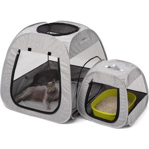 Tenrai Portable Cat Playpen, Trapezoidal Design for Better Standing, Foldable Pet Tent for Indoor and Outdoor Use of Kitten and Puppy, Dog Play Enclosure, Cat Houses & Condos, 49.2"L x 31.51"W x 26.31"H