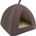 Pet Tent-Soft Bed for Dog and Cat by Best Pet Supplies - Brown Linen, 16" x 16" x H:14"