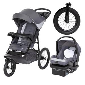 Baby Trend Expedition Zero Flat Jogger Travel System with LED Lights, Dash Grey, Stroller + Car Seat
