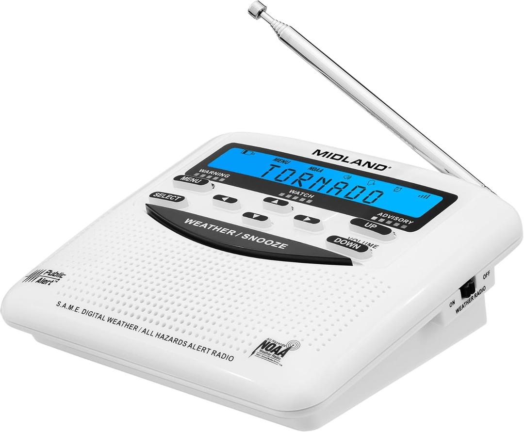 Midland - WR120B - NOAA Emergency Weather Alert Radio - Localized Programming, Trilingual Display, 60+ Emergency Alerts, Alarm