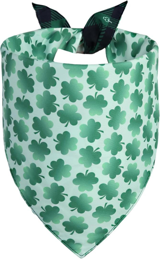St. Patrick's Day Dog Bandana Large 1PCS, Green Scarf for Boy and Girl, Durable Triangle Reversible Bibs Handkerchief for Puppy Pet