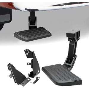 75328-01A Truck Rear Bed Step for Ford F150 2021 2022 2023 (Excludes Dual Exhaust) Truck Bed Side Step, Retractable Bumper Tailgate Bedstep Black Replace# 7532801A