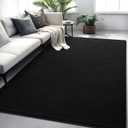 Rugs for Bedroom Living Room, 5x7 ft Black Area Rug, Washable Memory Foam Indoor Carpet, Modern Aesthetic Minimalist Non-Slip Carpets for Boys Girls Adults Home Decor (5x7 Feet)