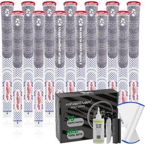 KINGRASP Premium Rubber Golf Grips 13 Pack, Anti-Slip Super Stability, Cord Rubber, Golf Club Grips, Standard/Mid Size/Oversize,13 Grips with All Kits