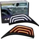 iJDMTOY Black-Out Smoked Lens White/Amber Sequential Blink Switchback LED Fender Flare Vent Trim Replace Side Marker Lighting Kit (Add-On), Compatible with Jeep Wrangler JL, Gladiator JT