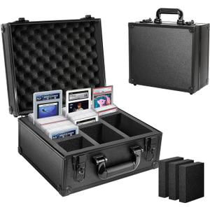 120+ 3 Row Graded Card Storage Box - Holds PSA BGS FGS & SGC Slabs & Top Loaders | for Baseball, MTG, Sports Cards (Matte Black)