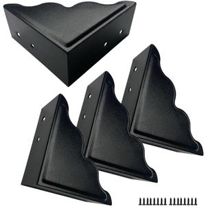 Large Metal Corner Guards 3.7 x 3.7 x 1.5 Inch Set of 4, Decorative Black Corner Protector for Vintage Industrial Wooden Furniture Tables, Barn Doors, Wood Frames, Boxes, Angle Edge Protection