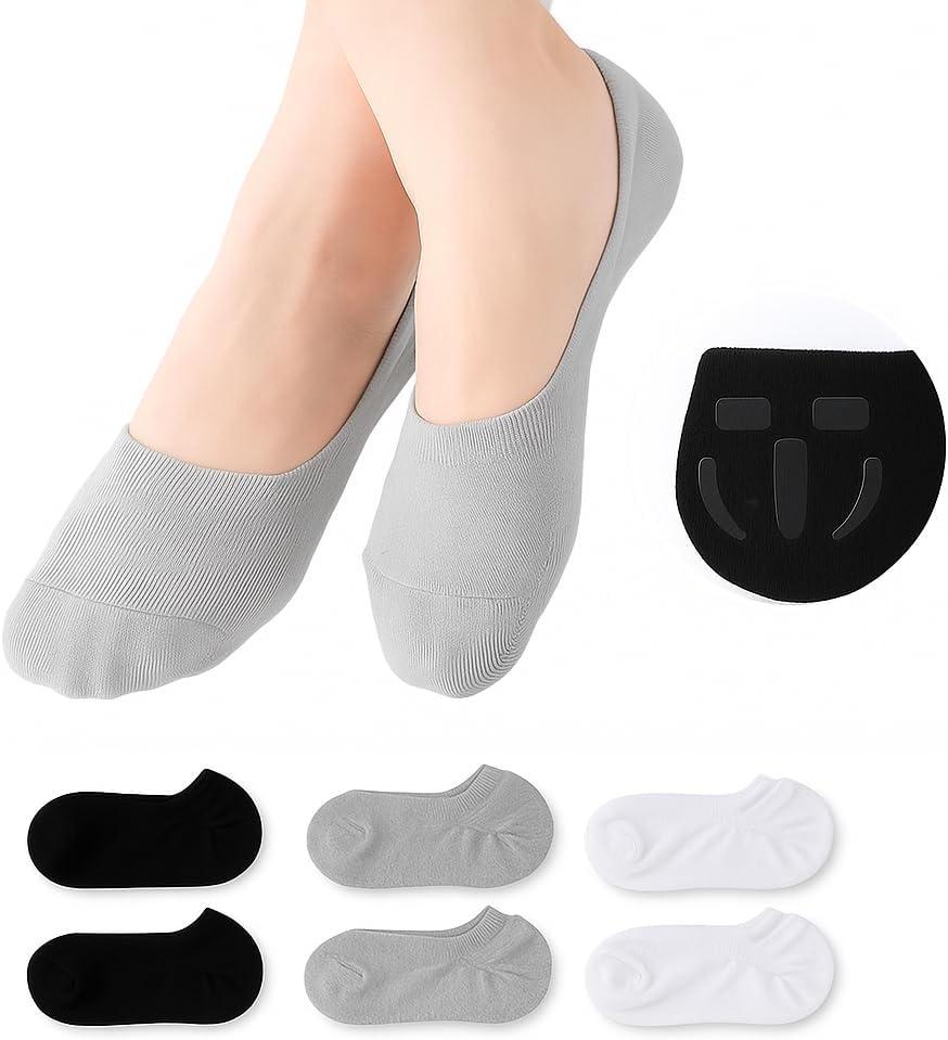 Non Slip Women's No Show Socks : Soft Comfort for Office Wear - Breathable Easy Fit Low Cut Flat Socks 6 Pairs