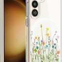 Unov Case Compatible with Galaxy S23 FE Case Magnetic Clear with Design Compatible with MagSafe Slim Protective Soft TPU Bumper with Hard PC Back Embossed Pattern (Flower Bouquet)