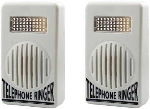 2Pcs White Telephone Ringer Amplifier Bell Extra-Loud Telephone/Phone Ringer,Landline Phones,Telephones and Accessories,Use Safety Small in Size and Light in Weight