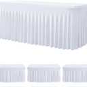 White Spandex Tablecloth for 6 Foot Rectangle Tables, 3Pack Stretch Table Cloths 6ft Fitted Table Cover Desk Skirt for Parties Weddings Birthday Banquet Baby Shower