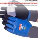 Double Insulated Electrical Gloves,400V Low Voltage Electrician Safety Gloves,Rubber Non Slip Work Gloves For Men (Blue,Large)