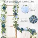 Waipfaru 2Pcs Flower Garland Decorations, Wedding Table Floral Rose Garland for Table Centerpieces Backdrop Wall, Eucalyptus Greenery Vines for Party Room Decor (Dusty Blue)