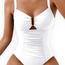 Kaei&Shi One Piece Swimsuit Women Tummy Control,Bathing Suit,Slimming Ruched Corset Cheeky Swimsuits (12, U Metal White)