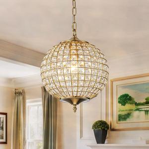 Gold Globe Crystal Chandelier, 12.6" Vintage Sphere Globe Chandelier Pendant Light Small Flush Mount Ceiling Light for Foyer Entryway Hallway Dining Room, 12.6"W X 15.9"H