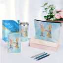 Personalized Gifts Monogrammed Birthday Gifts for Women, Bridesmaid Bachelorette Party Christmas Initial 20 oz Tumbler, Makeup Bag Cup Ballpoint Pens Journal Notebook 6 Set, (Aesthetic Blue Flower H)