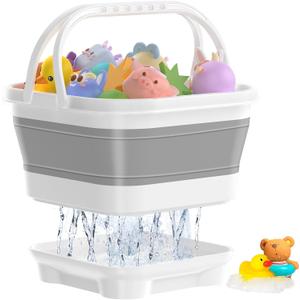 Anivia Foldable-Bath-Toy-Storage-Organizer, Bath Toy Holder with Base, Quick-Drain-Drying Bathtub Toy Storage/Basket, Stand Up Bathroom Shower Toys Holder for Kids - Gray Anivia Foldable-Bath-Toy-Storage-Organizer, Bath Toy Holder with Base, Quick-Drain-Drying Bathtub Toy Storage/Basket, Stand Up Bathroom Shower Toys Holder for Kids - Gray