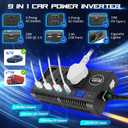 Car Power Inverter 120W DC 12V 24V to AC 110V Car Charger Adapter with 3 AC Outlets Dual Cigarette Lighter 4 USB Ports Charger Quick Charging 3.0 for Phones Tablets Laptops Kindle (Black)