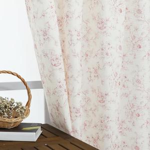Lino Rosa Pink Vintage Floral Curtains 48x62 2 Pack