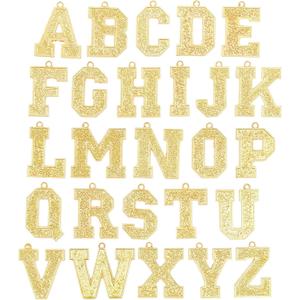 Bright Creations Gold Letter Pendant Charms for Jewelry Making and Crafts (Gold) - Pack of 26