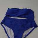 Pink Queen Women Bikini Set 2025 Removable Strap Textured Two Piece Swimsuits High Cut Bathing Suits (XL, Sapphire Blue)