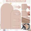 Nude Arch Backdrop Cover 2 Set - 7.2FT, 6FT Spandex Fitted Wedding Arch Stand Covers Round Top Chiara Arch Backdrop Stands Cover for Birthday Parties Banquet Photo Background Decoration