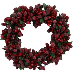 6-inch Beaded Berry Wreath Candlering Candle Ring Ornament Christmas Red