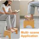 Foldable Toilet Stool 7.1 Inches Adjustable Height Bamboo Potty Stool for Adults with Built-in Bracket, Wooden Toilet Foot Step Stool for Bathroom, Better Posture & Digestion