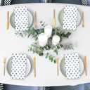Whaline Polka Dots Guest Paper Napkins White Blue 3 Ply Disposable Napkins Dinner Hand Napkin Towel for Wedding Party Supplies Table Decor, 80Pcs
