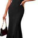 sexycherry Formal Dresses for Women Cocktail Sexy Off Shoulder Floor Length Long Evening Party Dress with Zipper (Small, Solid/Black)