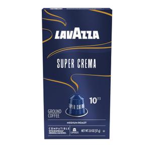 Lavazza Super Crema Aluminum Capsules Compatible with Nespresso* Original Machines, Medium Roast, Arabica and Robusta Blend (10 Capsules), Best Before 01/30/2027 