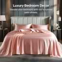 BEDELITE King Size Sheets Set, Luxury Soft Rose Pink Satin Sheets for Hair and Skin, Similar to Silk Bed Sheets Set 4 Pieces with 1 Deep Pocket Fitted Sheet, 1 Flat Sheet, and 2 Pillowcases