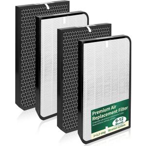 4-Pack AD5500 Replacement Filters Compatible with AirDoctor 5500, 5000, and 5500i Air Purifiers, with 2 Premium Filters & 2 Activated Carbon Filters, Mode Number ADF5005, ADF5006