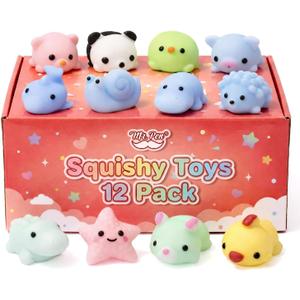 Mr. Pen- Pastel Animal Squishy Toys, 12 Pack, Washable Twistable Stretchy Squishies, Soft Stress Relief Sensory Toys for Squeezing,, Party Favors & Classroom Rewards