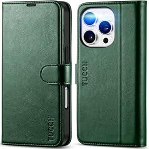 Case Wallet for iPhone 16 Pro, Protective [TPU Shockproof Inner Shell], PU Leather [RFID Blocking] [4 Card Holder] Magnetic Stand Cover Compatible with iPhone 16 Pro 2024, Green