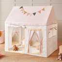 Tiny Land Kids Tent with Mat, Kids Play Tent for Toddlers, Playhouse for Kid Indoor, Ideal Toy Gift for 3+ Girls, Play Room Furniture (Pink and Creamy White)