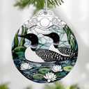 Loon Birds Stained Glass Ornament, Christmas Ornaments  Christmas Tree Ornament, Holiday Decor, Xmas Stocking Stuffers, Gift Idea, Gifts for Bird Lover, Coworker, Friend, and Family