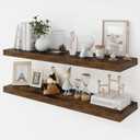 36 Inch Floating Shelves, 9.3" Deep Floating Shelf Wall Mounted, 36" Wall Shelves, Rustic Deep Bookshelf, Large Display Shelves & Storage Shelves for Bedroom, Living Room, Brown, Set of 2