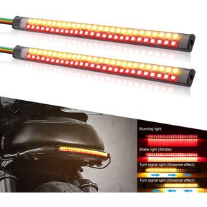 Motorcycle LED Tail Light Strips,7.5" Double color LEDs Brake Stop Tail Lihgt Turn signal Light Multifunction Waterproof Flextible LED Strips for Motorcycle ATV ect.2-Pack. (20cm-54SMD)
