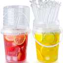 15sets disposable plastic cup with lid and straw, 34 ounce reusable and suitable for outdoor travel beverage packaging pool party supplies beach party supplies picnic supplies