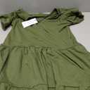 QACOHU Spring Summer Dresses for Women 2026 V Neck Cap Sleeve Ruffle Hem Smock Short Casual Beach Dress (S,  01-army Green)