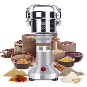Goldtouch 150g Grain Mill Grinder 1500W Electric Stainless Steel Grain Grinder High-Speed Pulverizer Powder Machine for Dry Wheat, Oats, Corn, Pepper and Coffee Beans (150g Stand Type)
