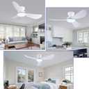 Kviflon 46 Inch Ceiling Fans with Lights, Small Flush Mount Ceiling Fan, Remote/APP Control, 3 Reversible Curved Blades, 6 Speeds, 3 CCT Dimmable Lights for Bedroom, White