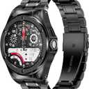 SUPLINK Stainless Steel Case and Bands Compatible with Google Pixel Watch 3 45mm Band for Men, Rugged Metal Protective Case Adjustable Replacement Strap for Pixel Watch 3 45mm (2024) - Black