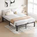 VIPSHOW 7 Inch Queen Bed Frame, 3500Lbs Heavy Duty Metal Platform with Round Corner Legs Mattress Slide Stopper, Steel Slat Support No Box Spring Needed, Noise Free, Non-Slip, Easy Assembly